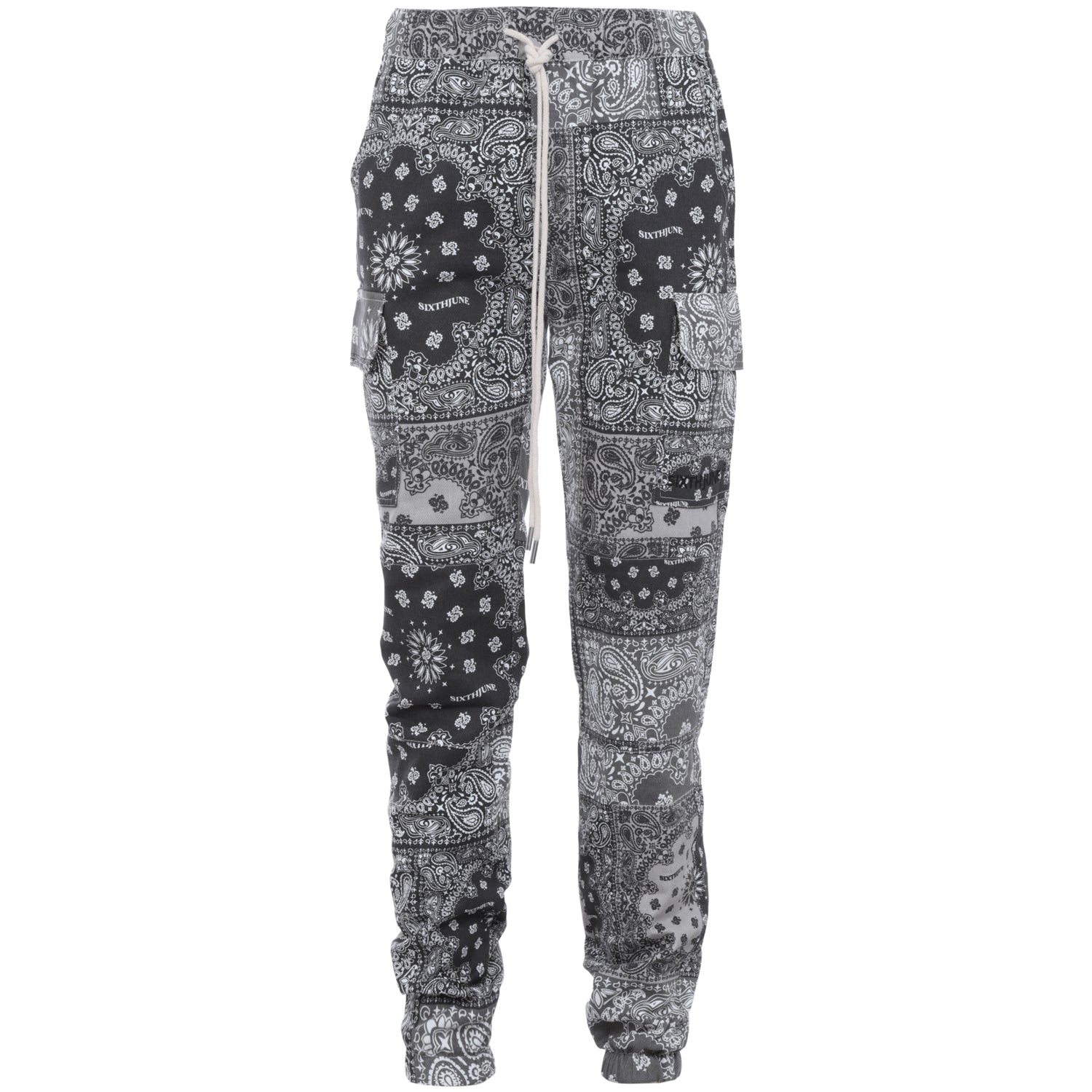 Bandana patchwork cargo pants Black