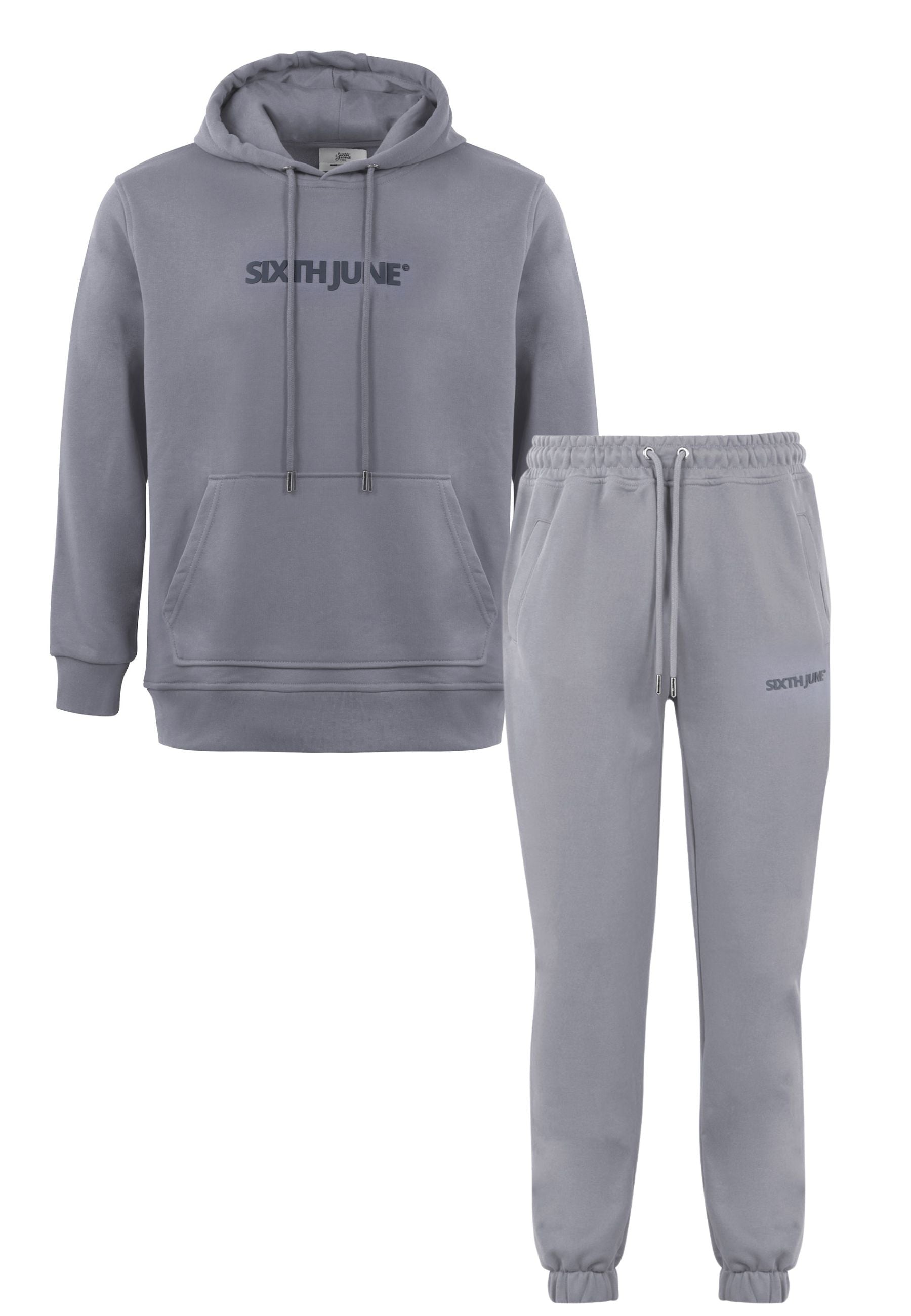 Sixth June - Jogging + sweat capuche logo gommé Gris foncé