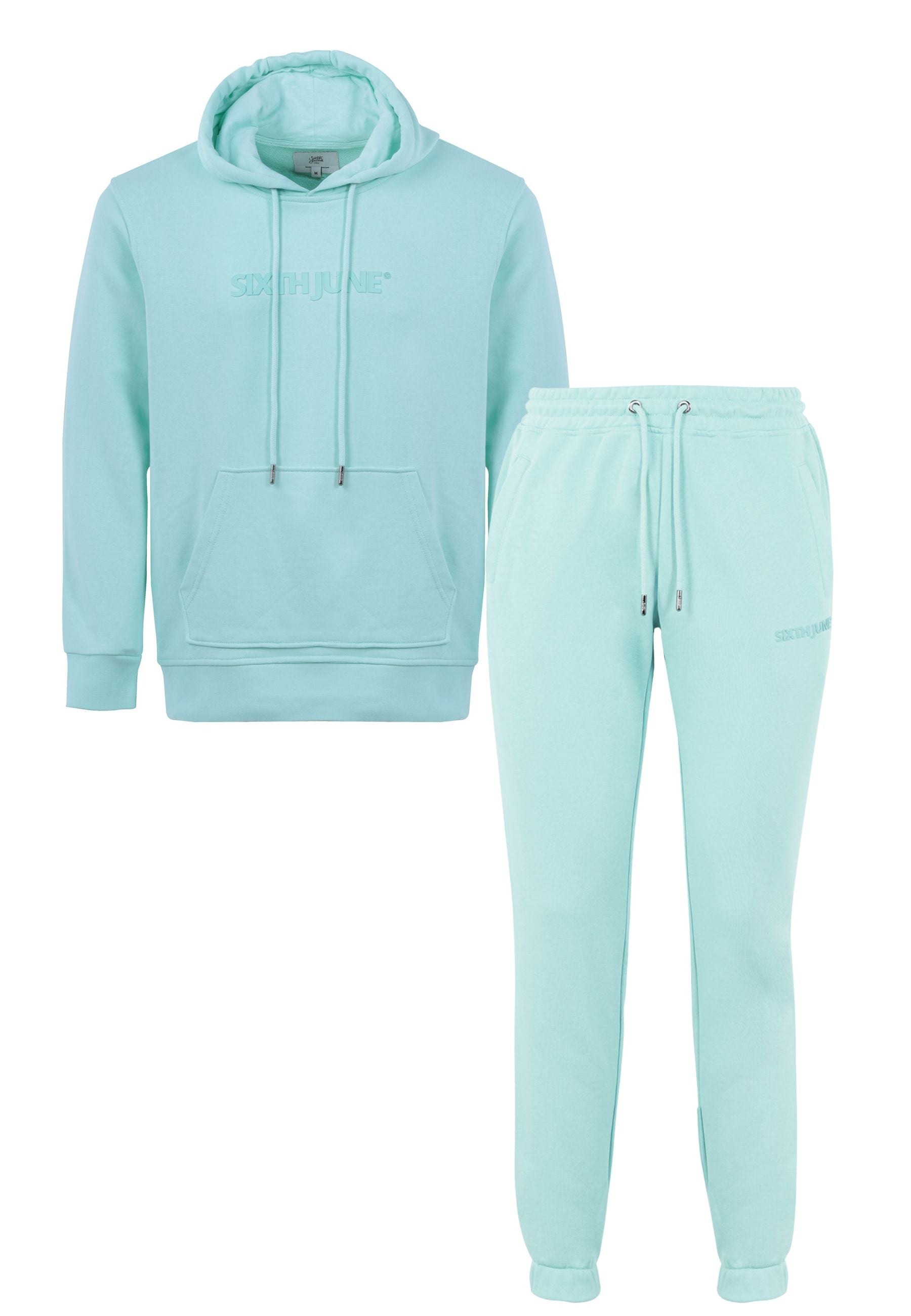 Sixth June - Jogging + sweat capuche logo gommé Vert clair