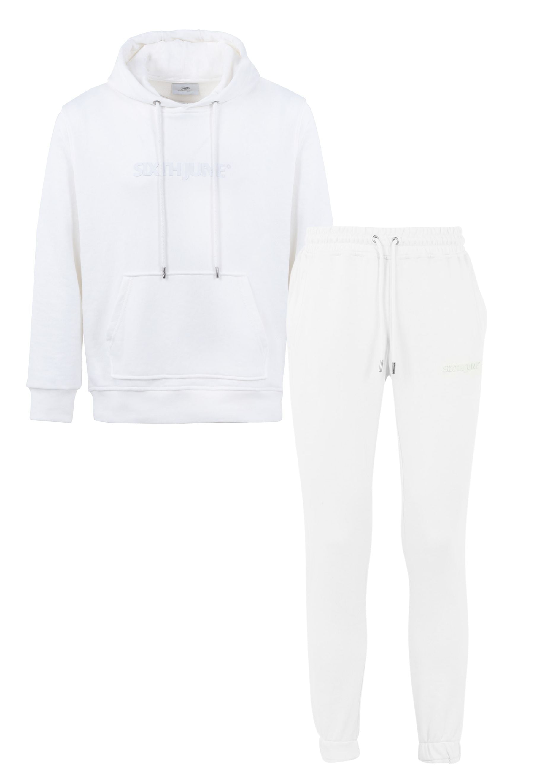 Sixth June - Jogging + sweat capuche logo gommé Blanc