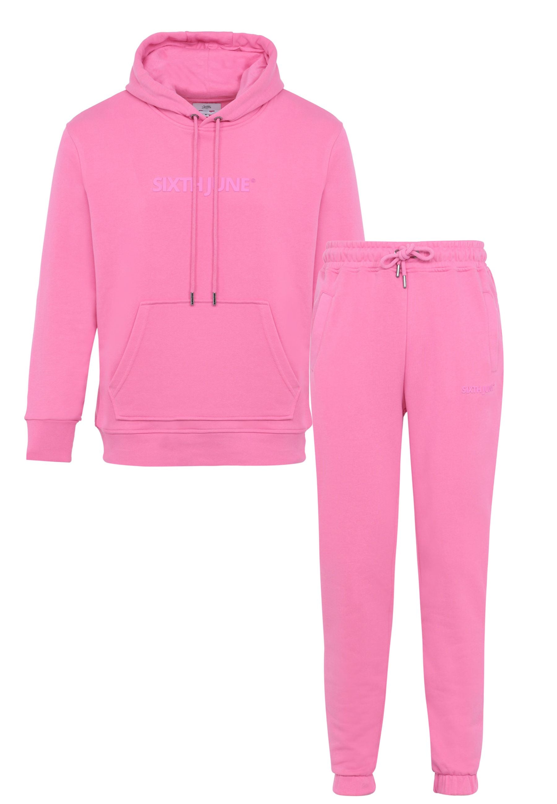 Sixth June - Jogging + sweat capuche logo gommé Rose