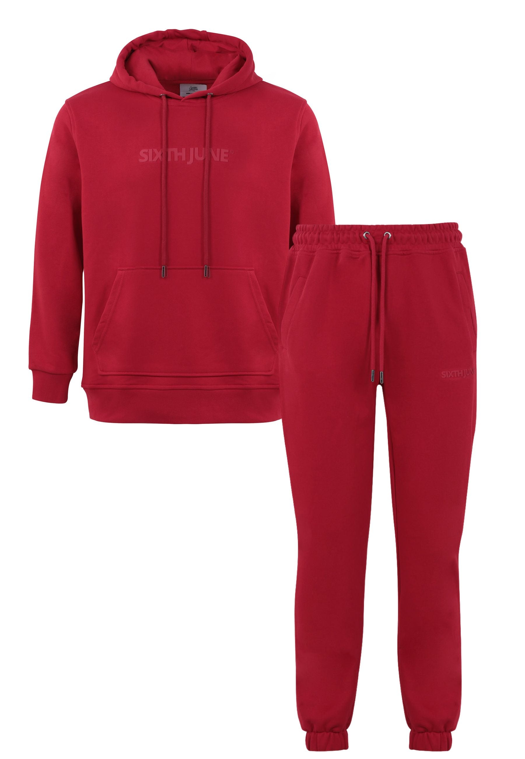 Sixth June - Jogging + sweat capuche logo gommé Rouge