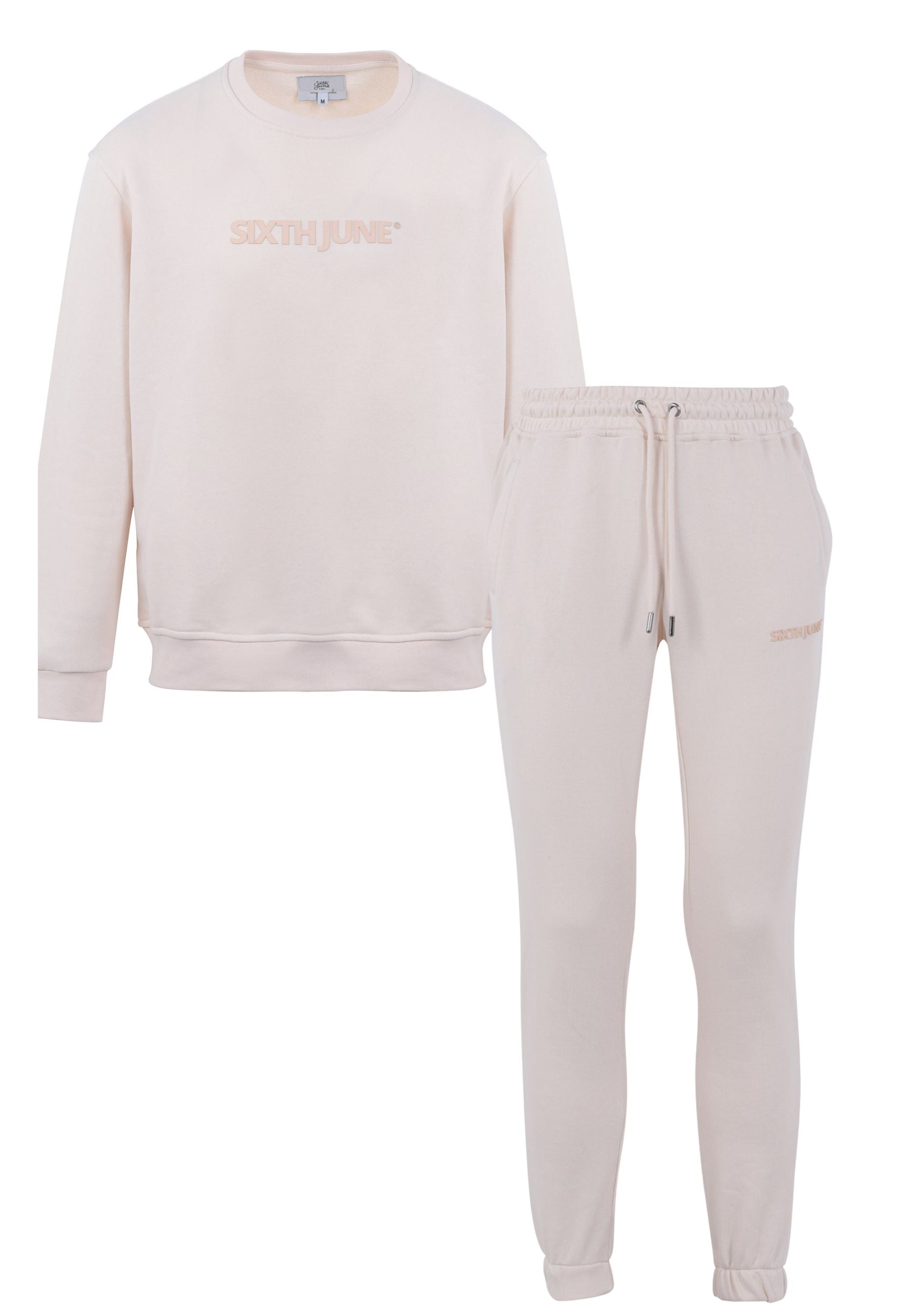 Sixth June - Jogging + sweat logo gommé Beige clair
