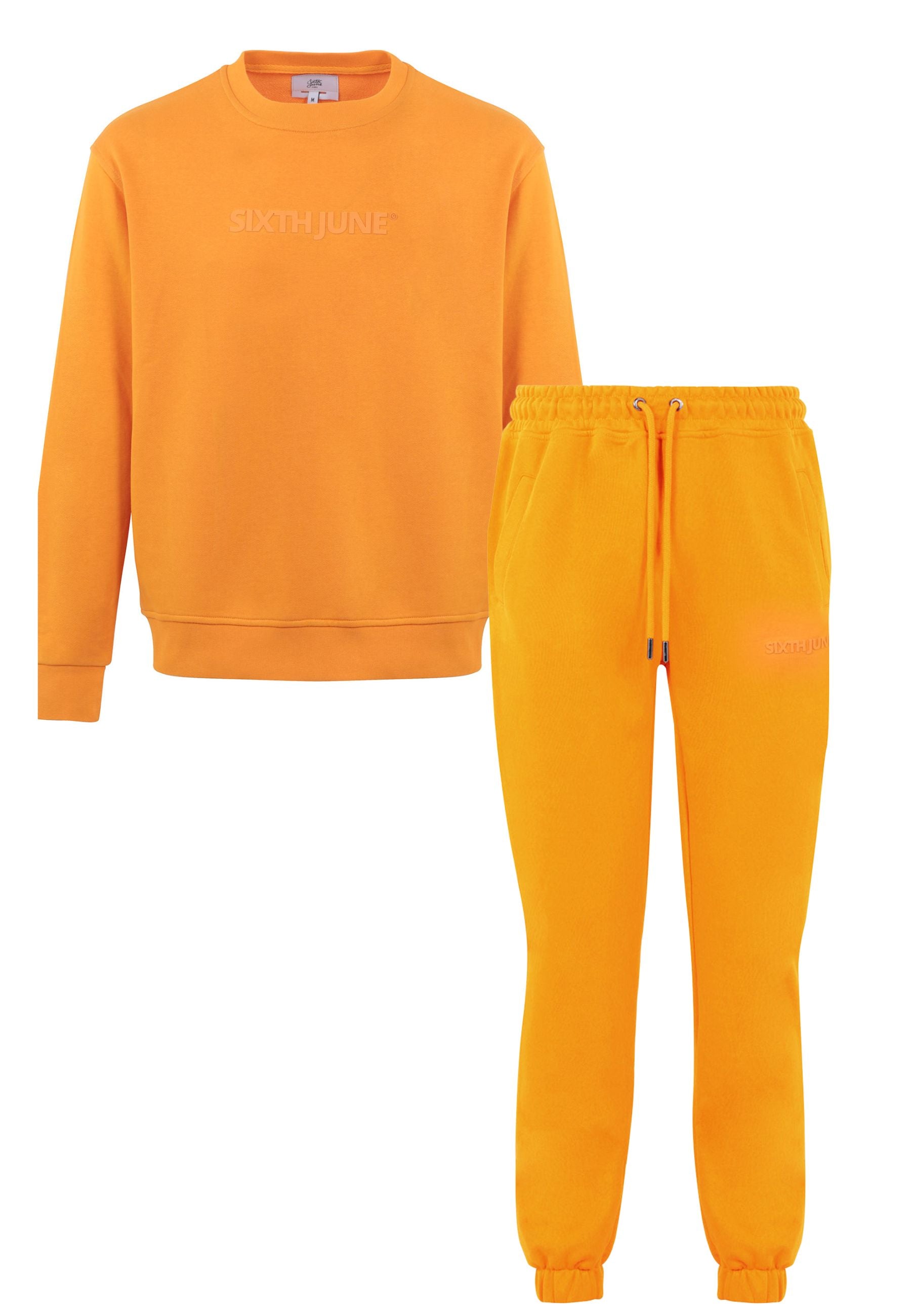 Sixth June - Jogging + sweat logo gommé Orange