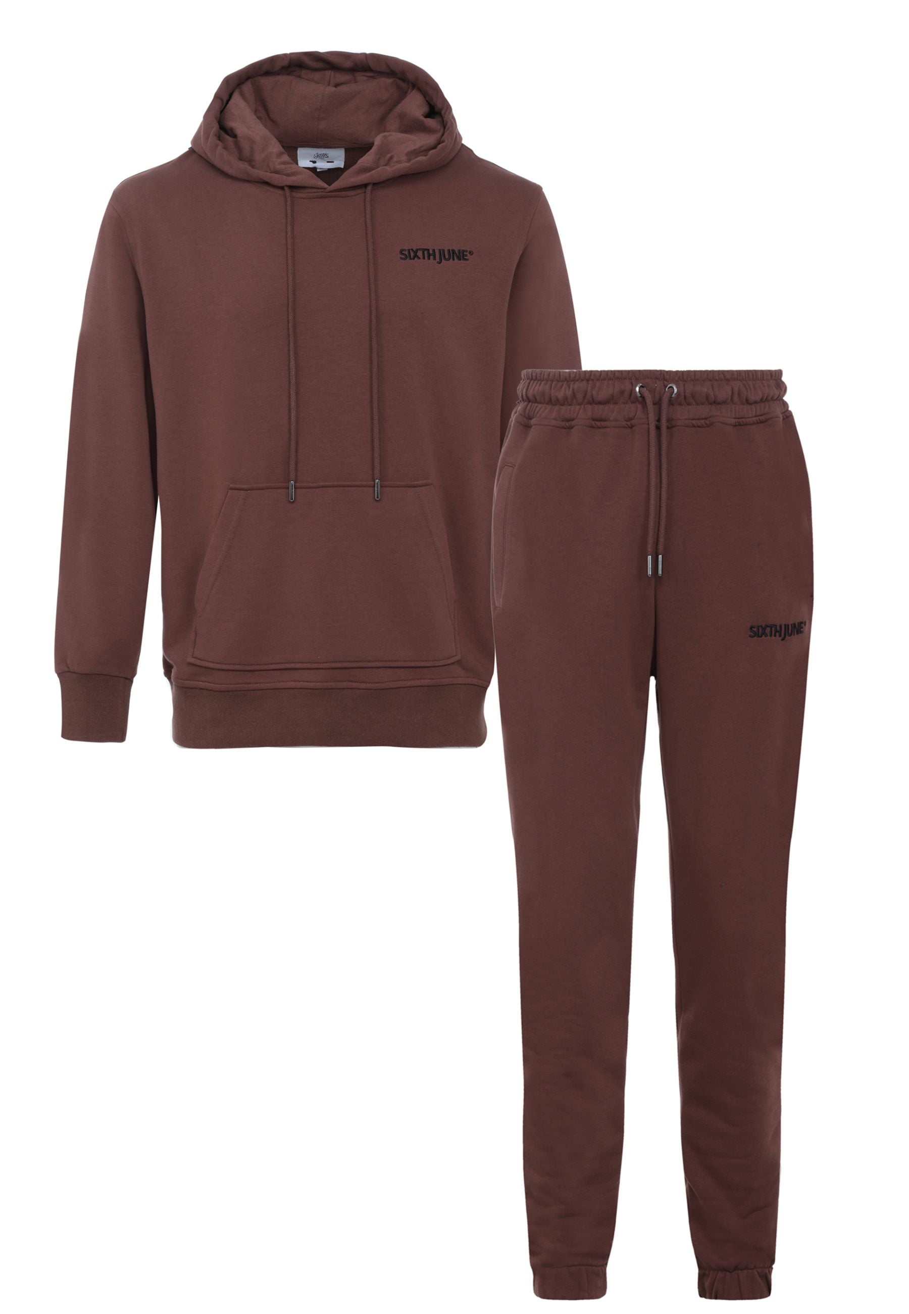 Sixth June - Jogging + sweat capuche logo brodé Marron