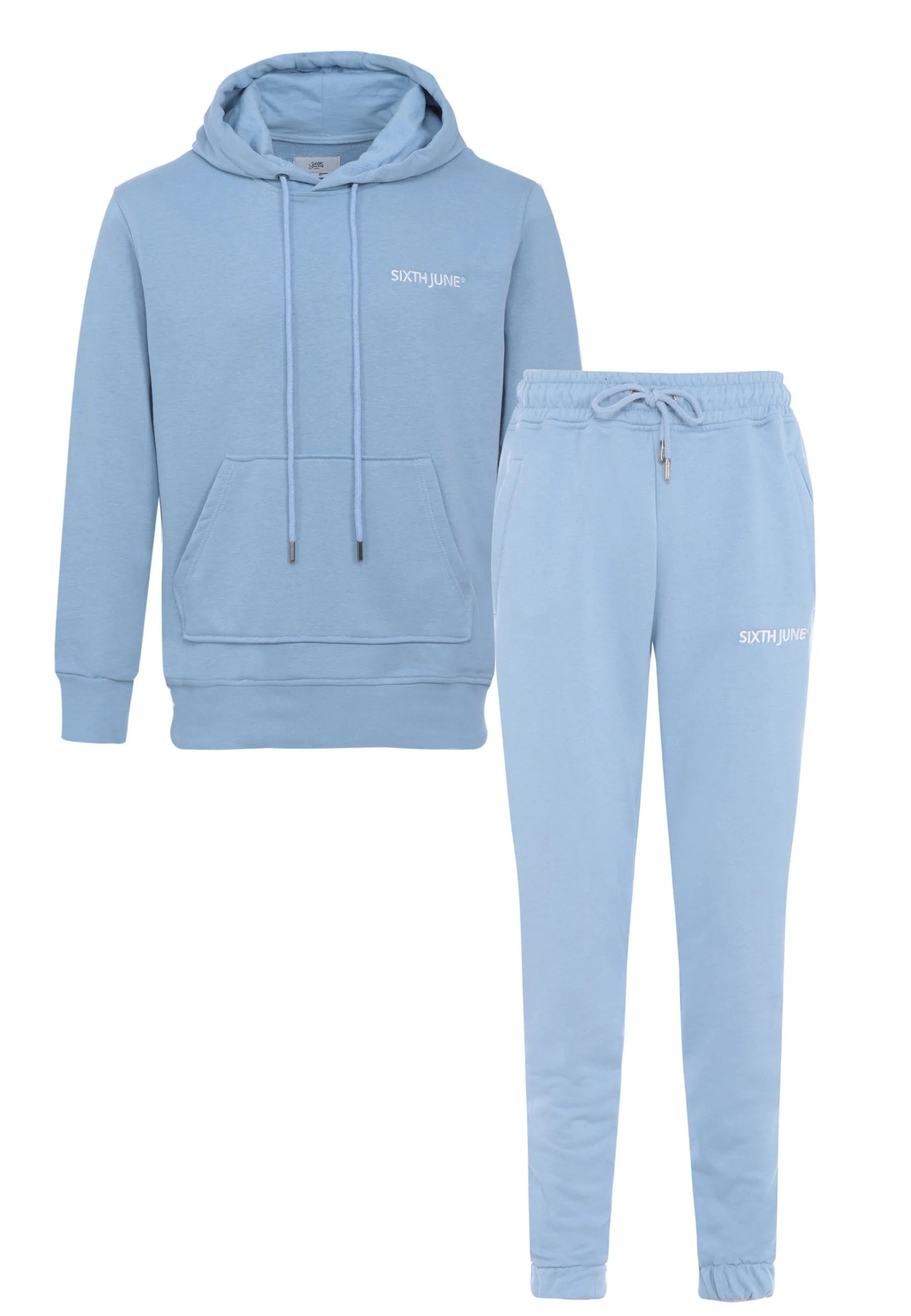Sixth June - Jogging + sweat capuche logo brodé Bleu clair