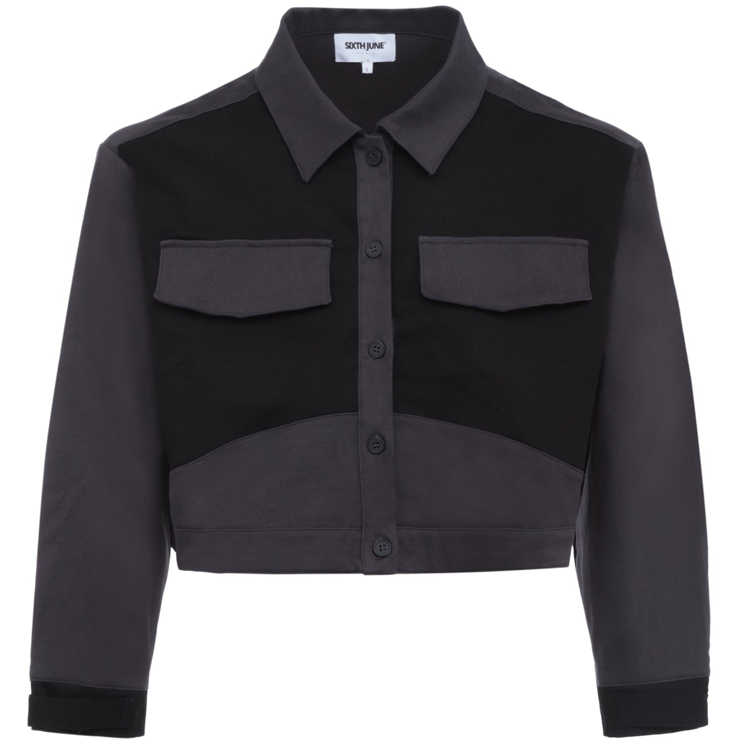 Bicolored cropped jacket Black