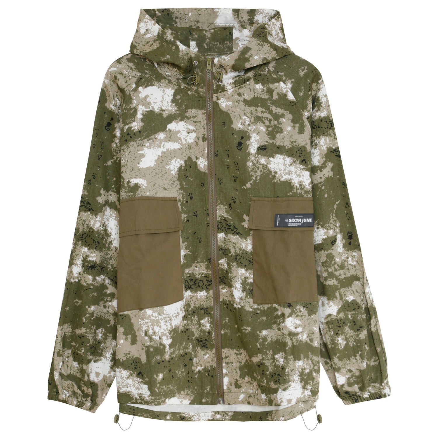 Sixth June - Veste capuche camouflage cargo Vert