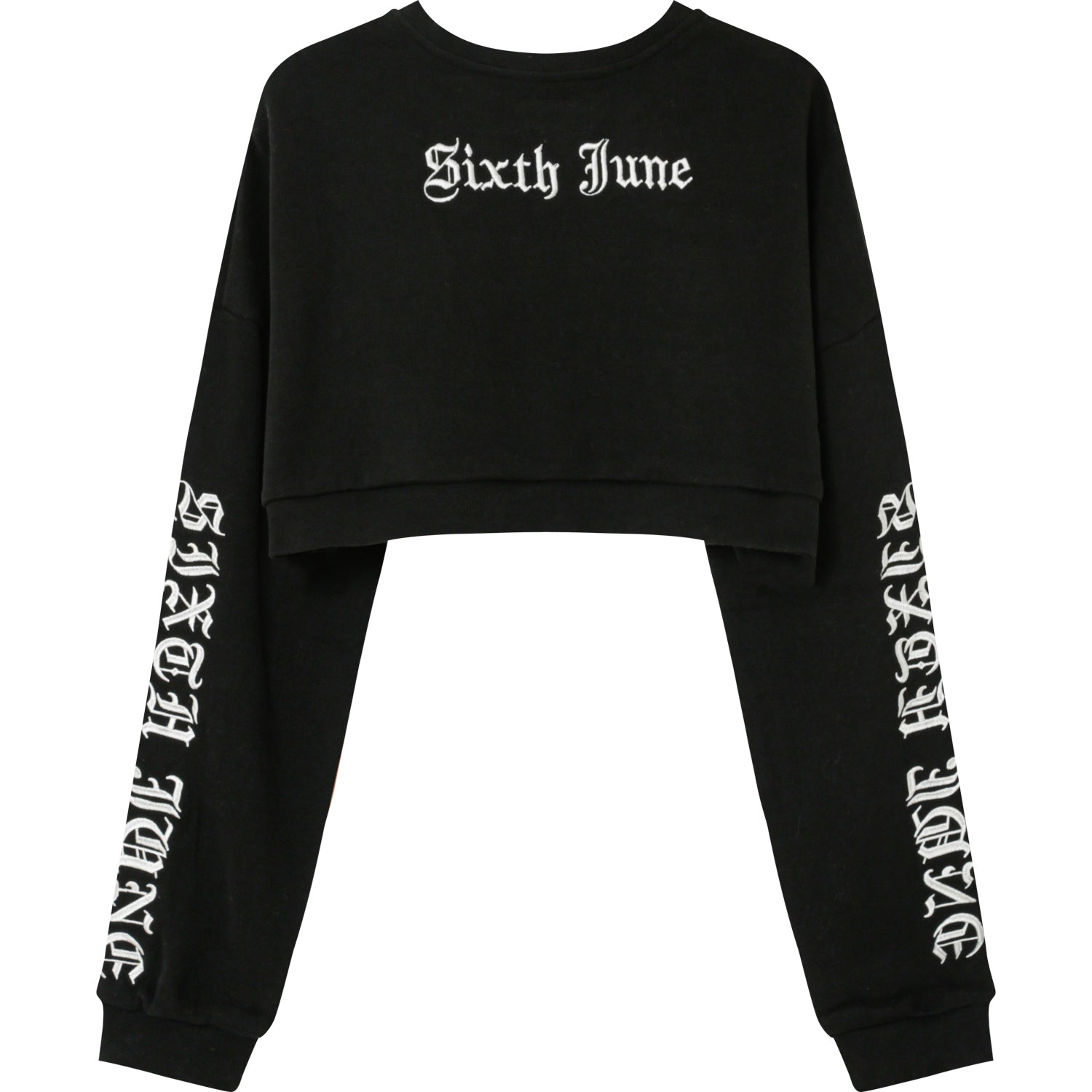 Sixth June - Sweatshirt court CREW gothique Noir