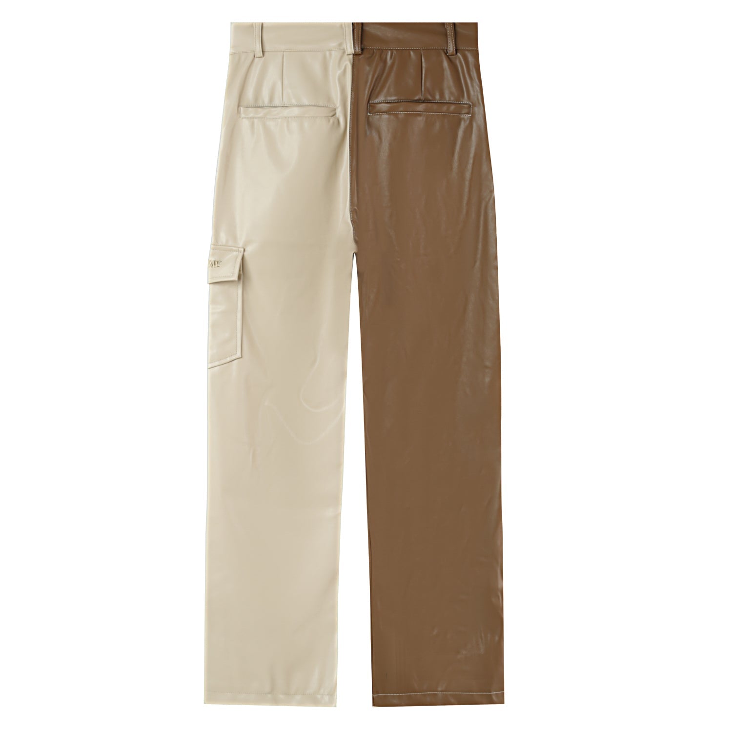 Sixth June - Pantalon bicolore simili cuir Beige