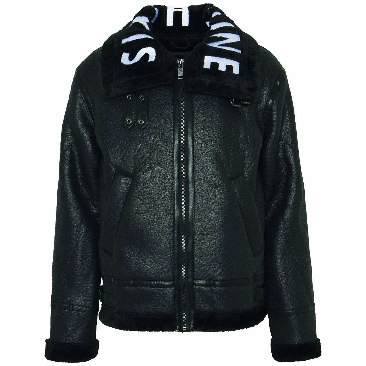 Sixth June - Veste aviateur sherpa col logo Noir
