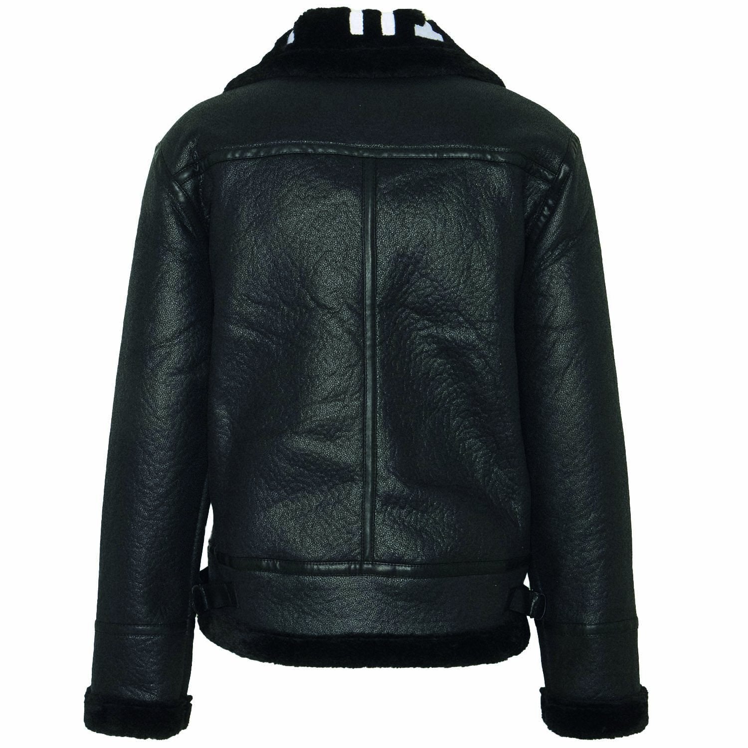 Sixth June - Veste aviateur sherpa col logo Noir