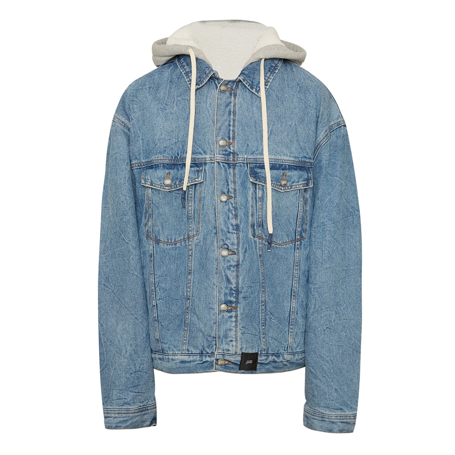 Sixth June - Veste en jean sherpa capuche bleu