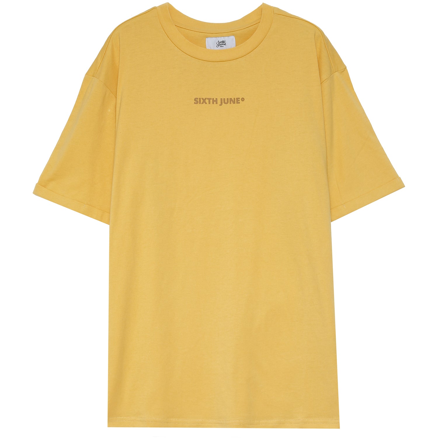 Sixth June - T-shirt basique logo manches jaune moutarde