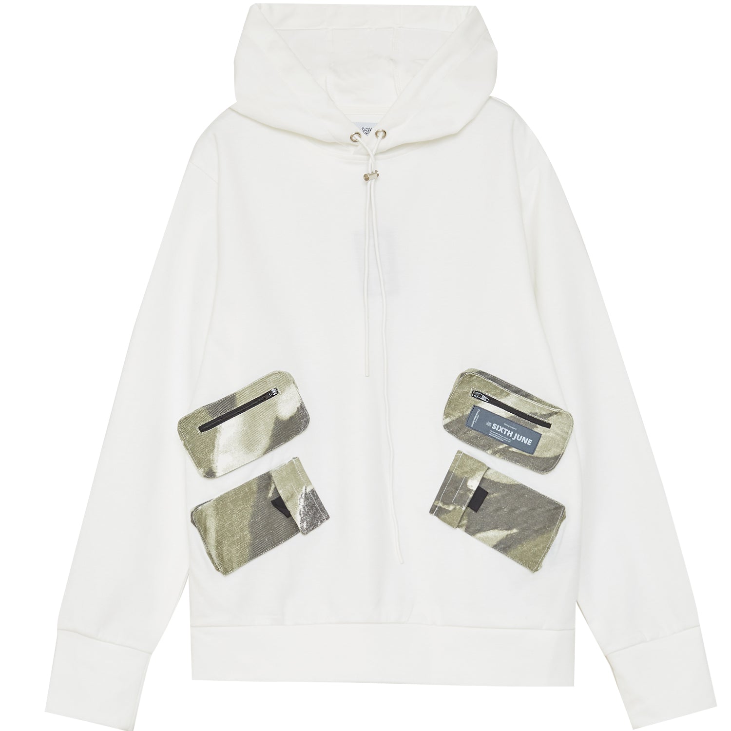 Sixth June - Sweat à capuche poche montagne blanc