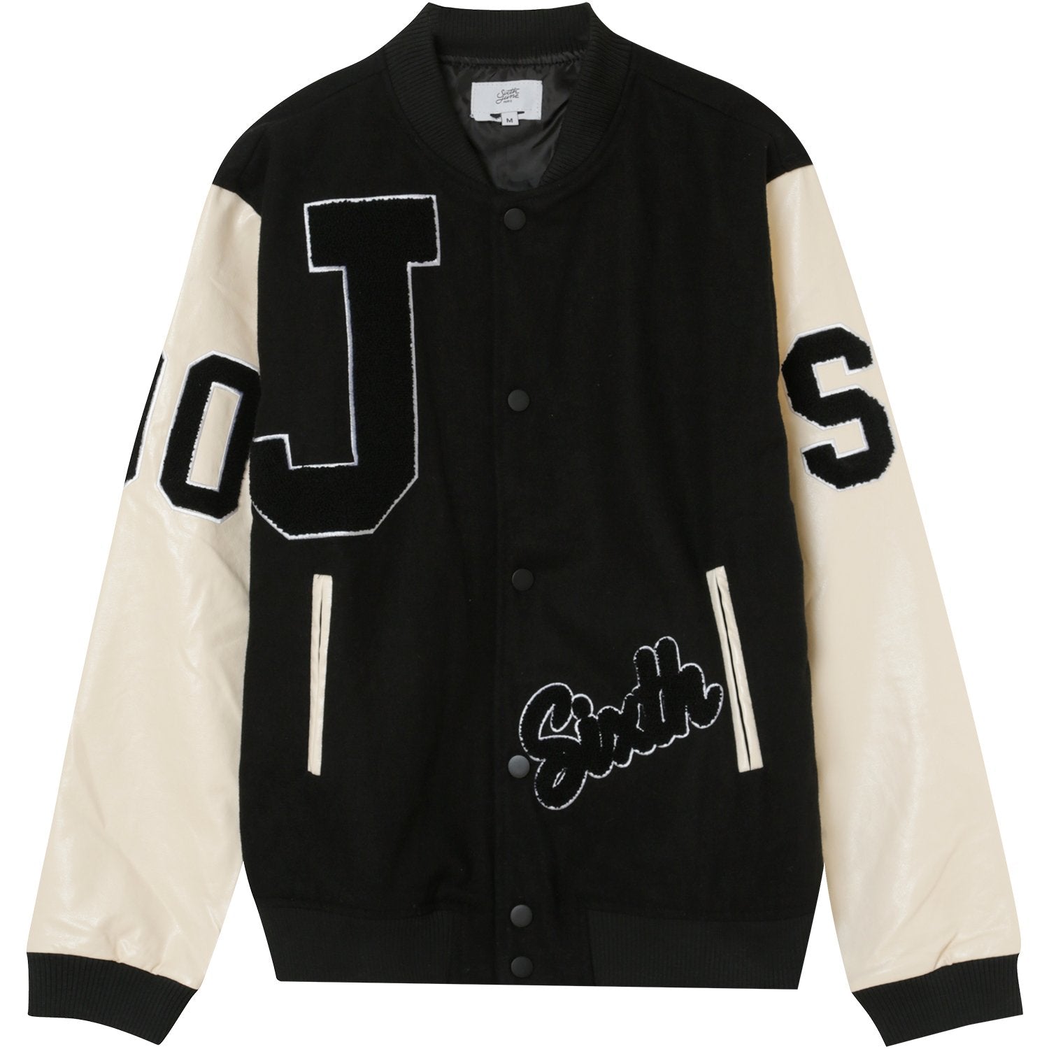 Sixth June - Veste universitaire simili Noir Beige