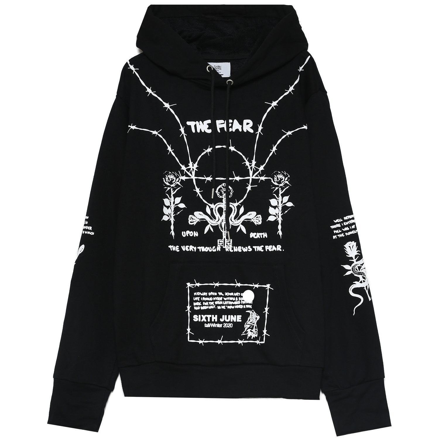 Sixth June - Sweat à capuche roses faucheuse Noir