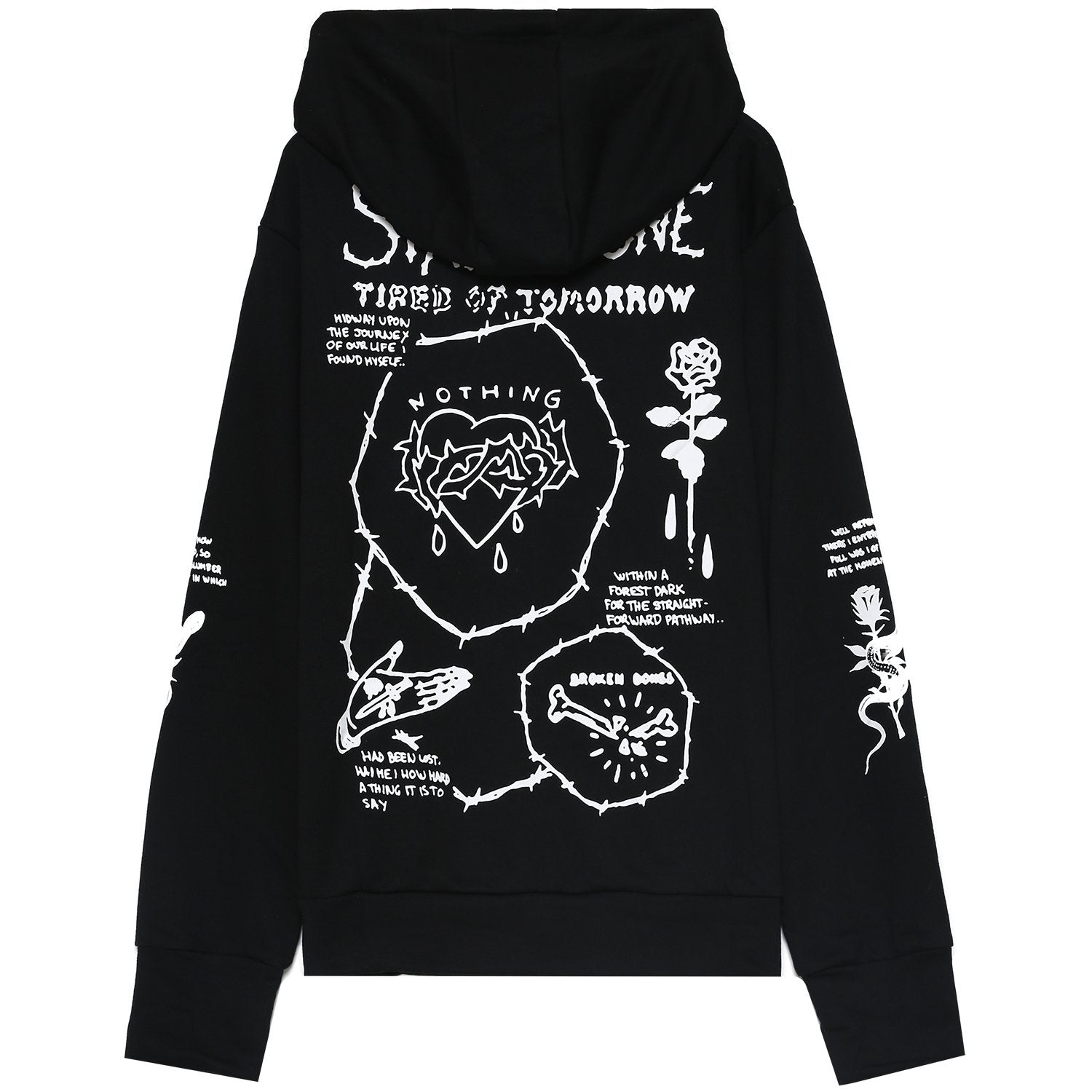 Sixth June - Sweat à capuche roses faucheuse Noir