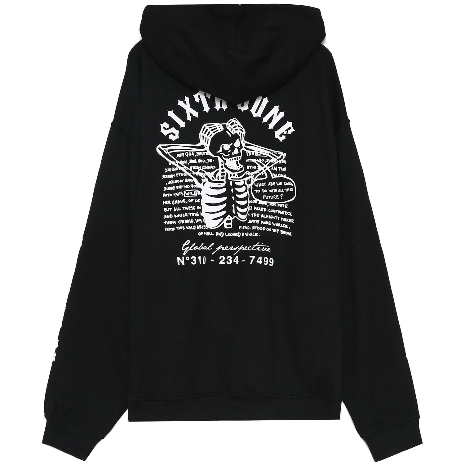 Sixth June - Sweat capuche squelette gothique Noir