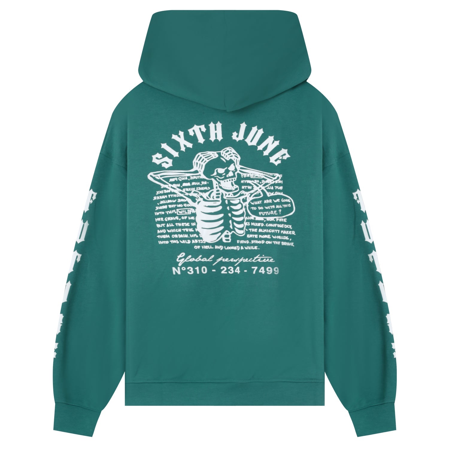 Sixth June - Sweat capuche squelette gothique Vert foncé