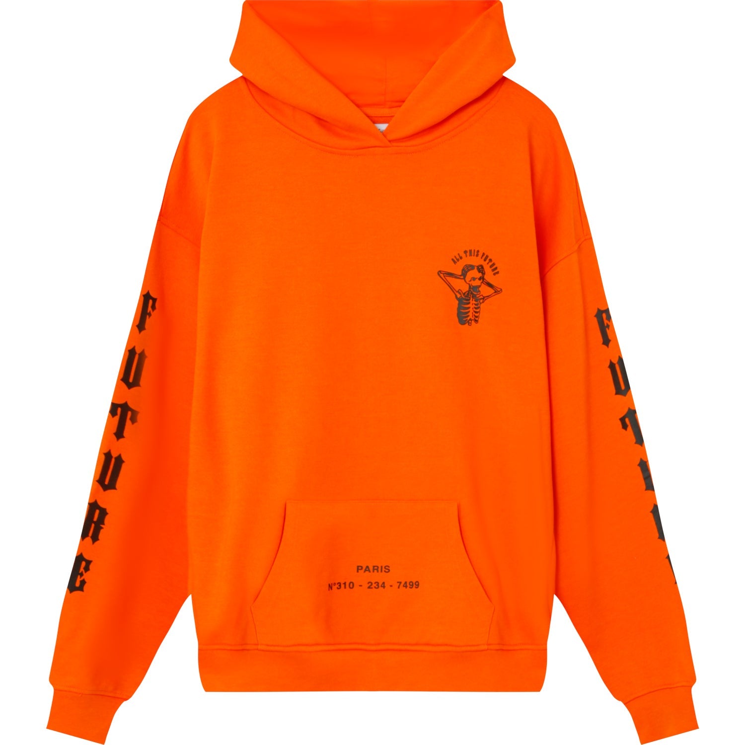 Sixth June - Sweat capuche squelette gothique Orange