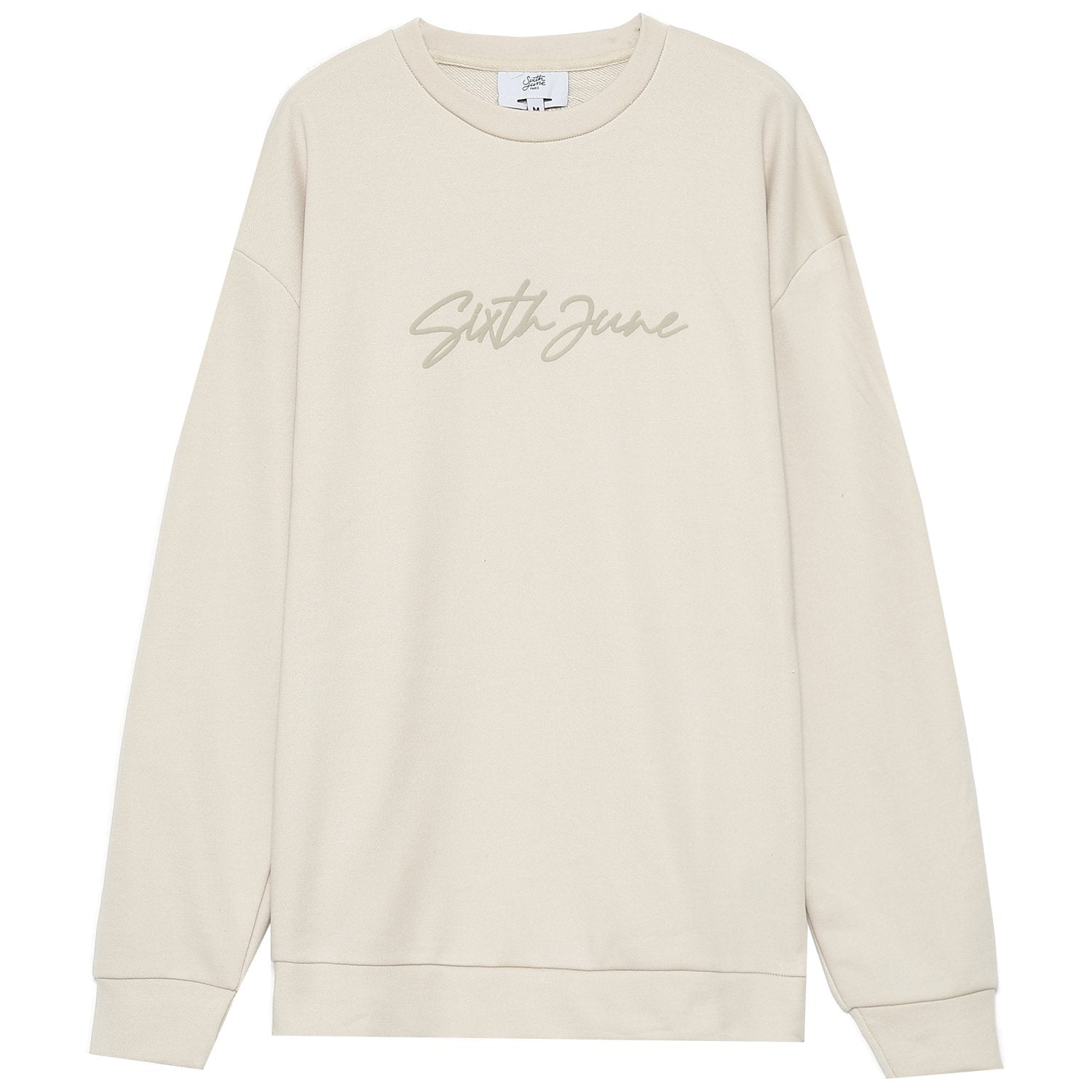 Sweatshirt logo signature relief beige