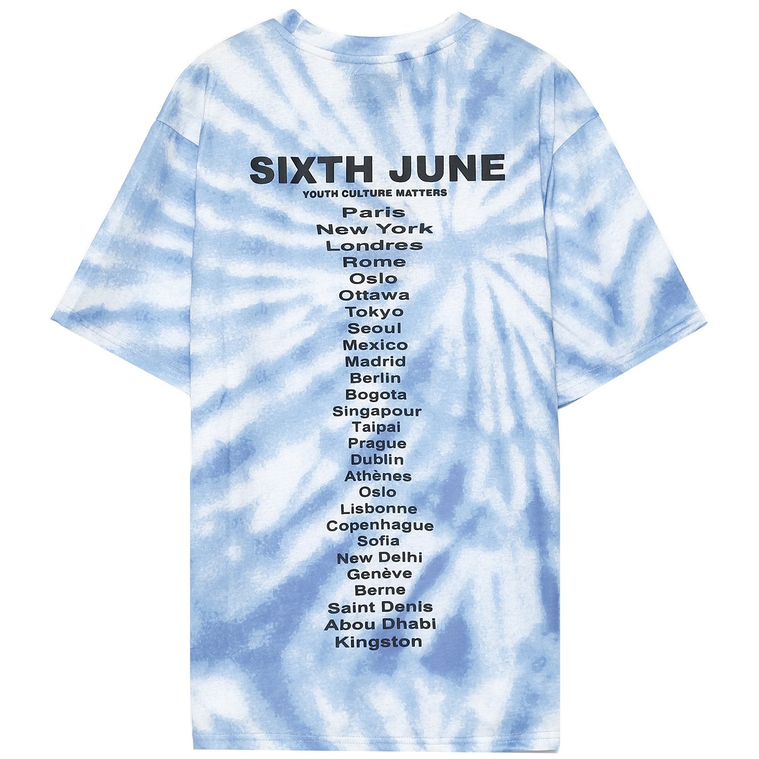 Sixth June - T-shirt tie dye capitales bleu