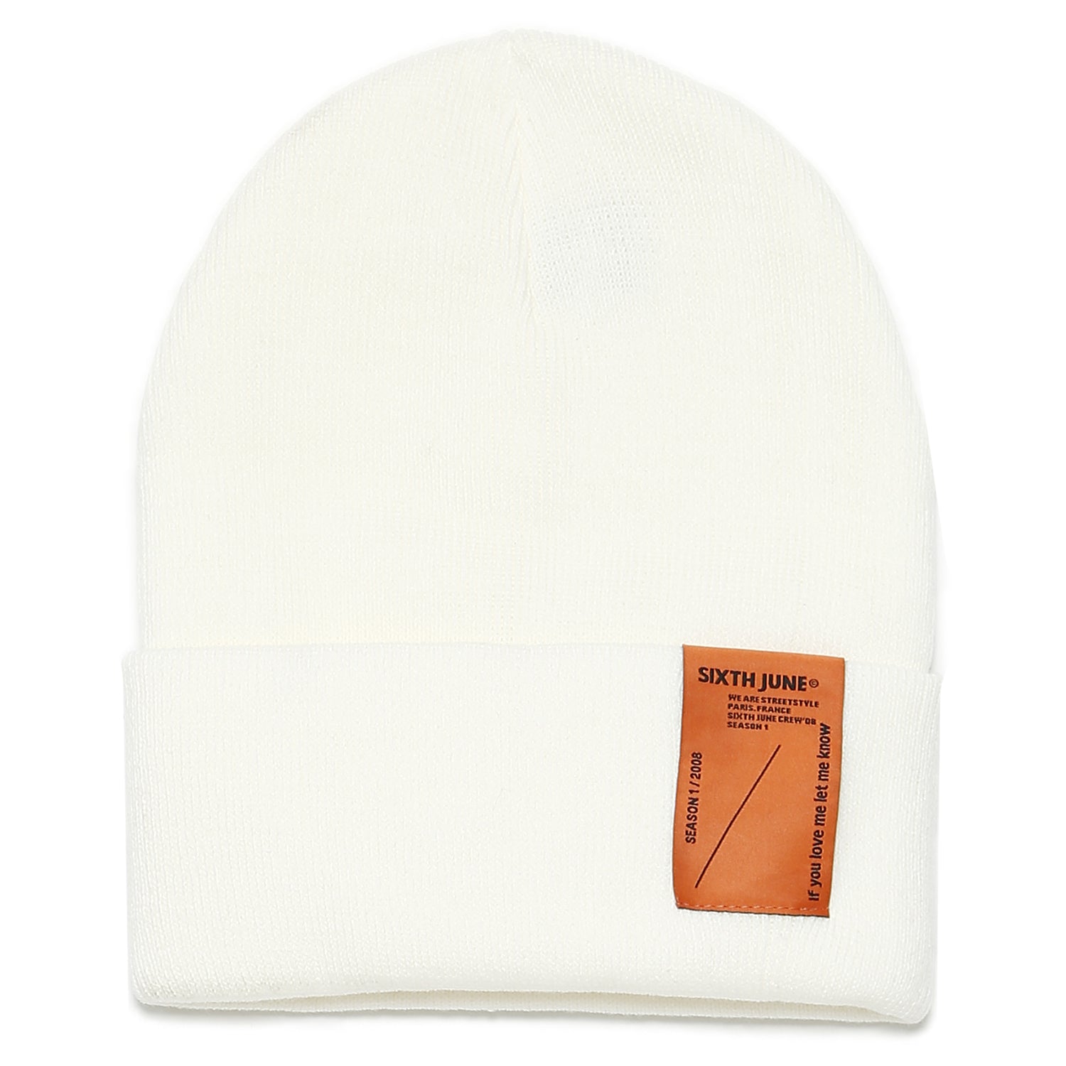 Sixth June - Bonnet unisexe maille patch Blanc cassé