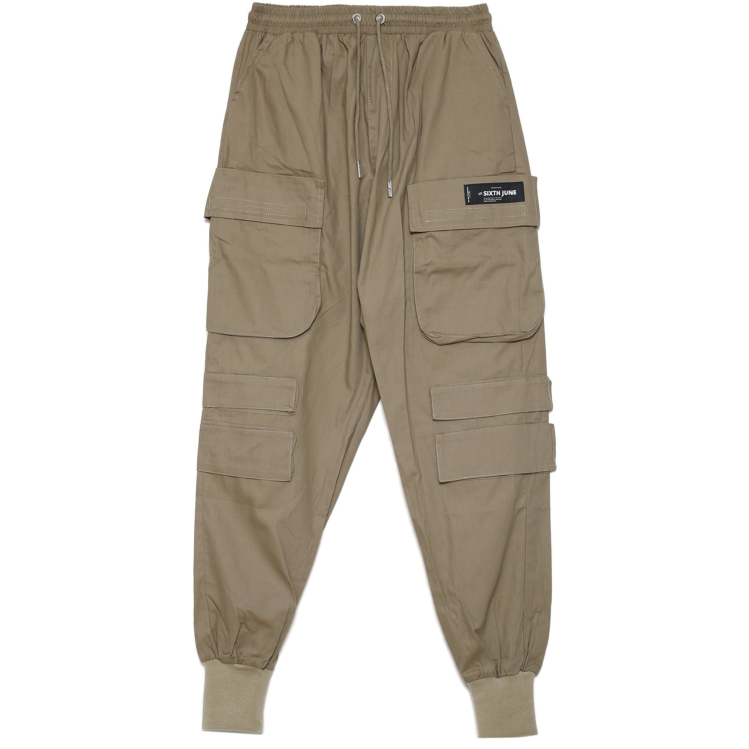 Sixth June - Pantalon cargo tactique poches beige foncé