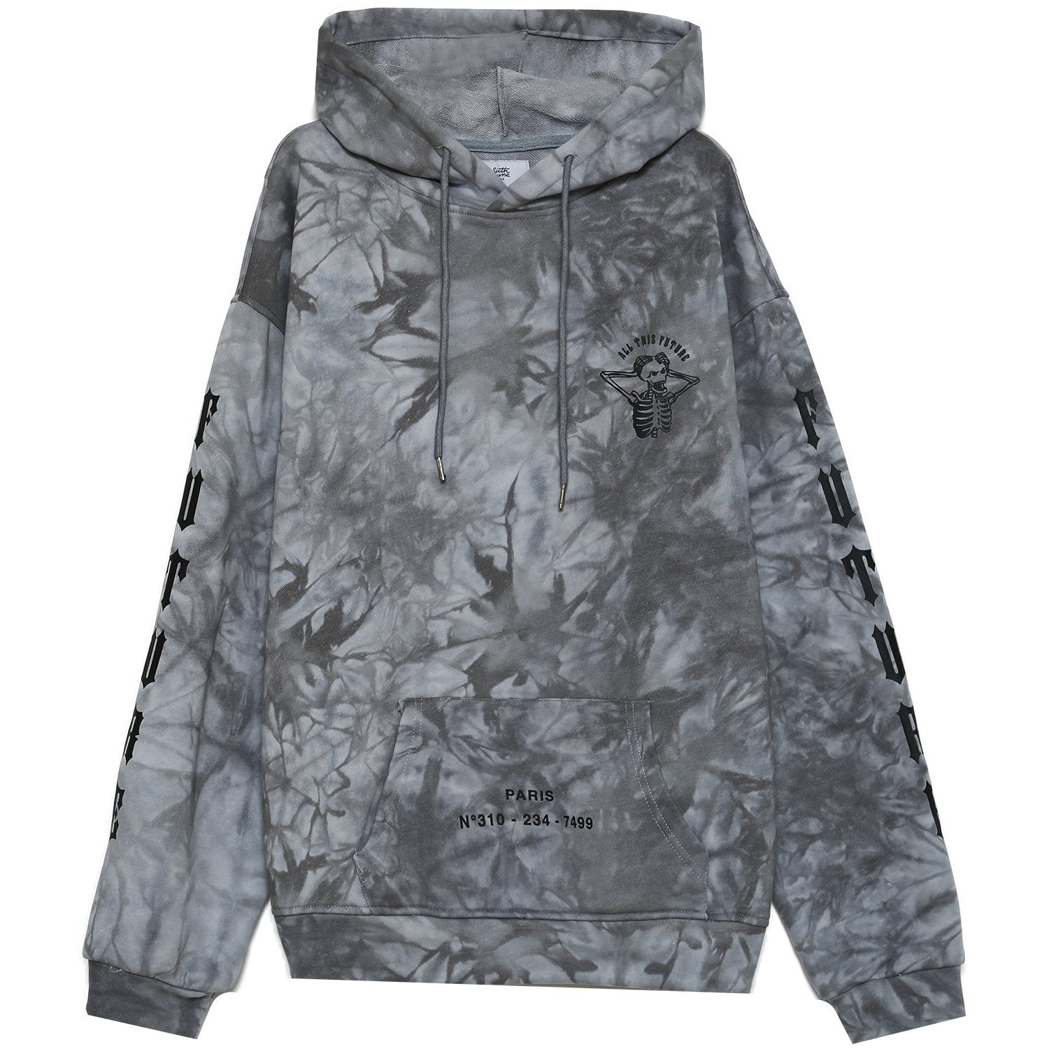 Sixth June - Sweat capuche global perspective tie dye gris foncé