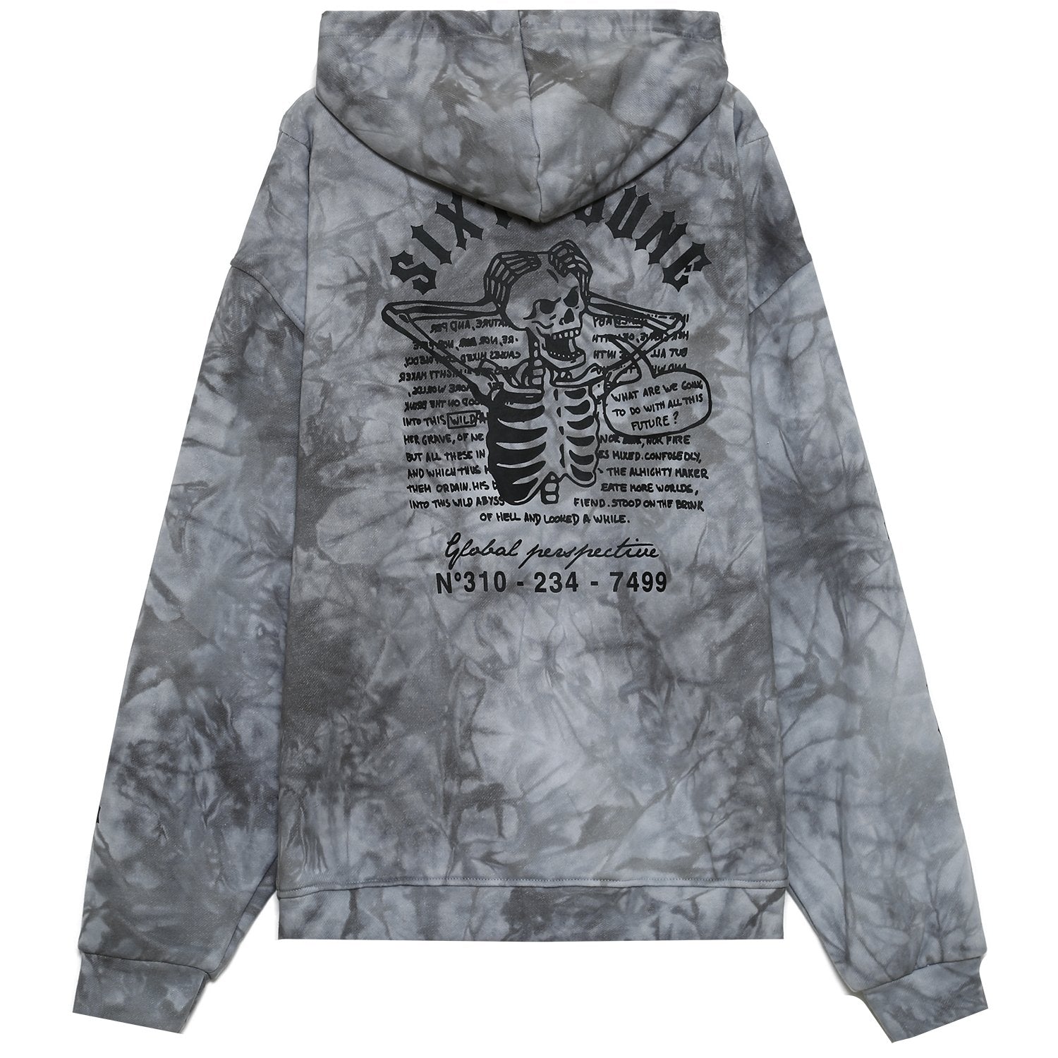 Sixth June - Sweat capuche global perspective tie dye gris foncé