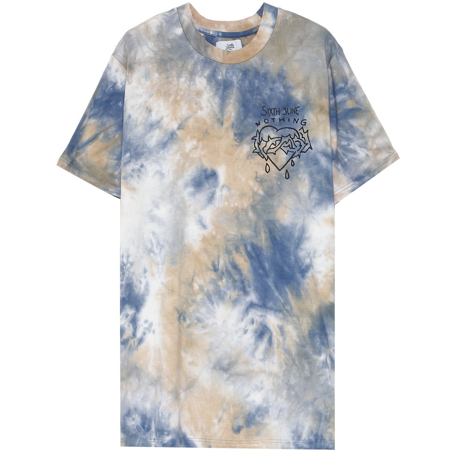 Sixth June - T-shirt tie dye nothing bleu beige