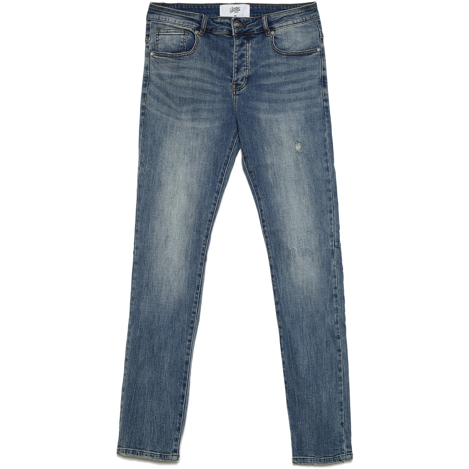 Jean usé délavé skinny bleu