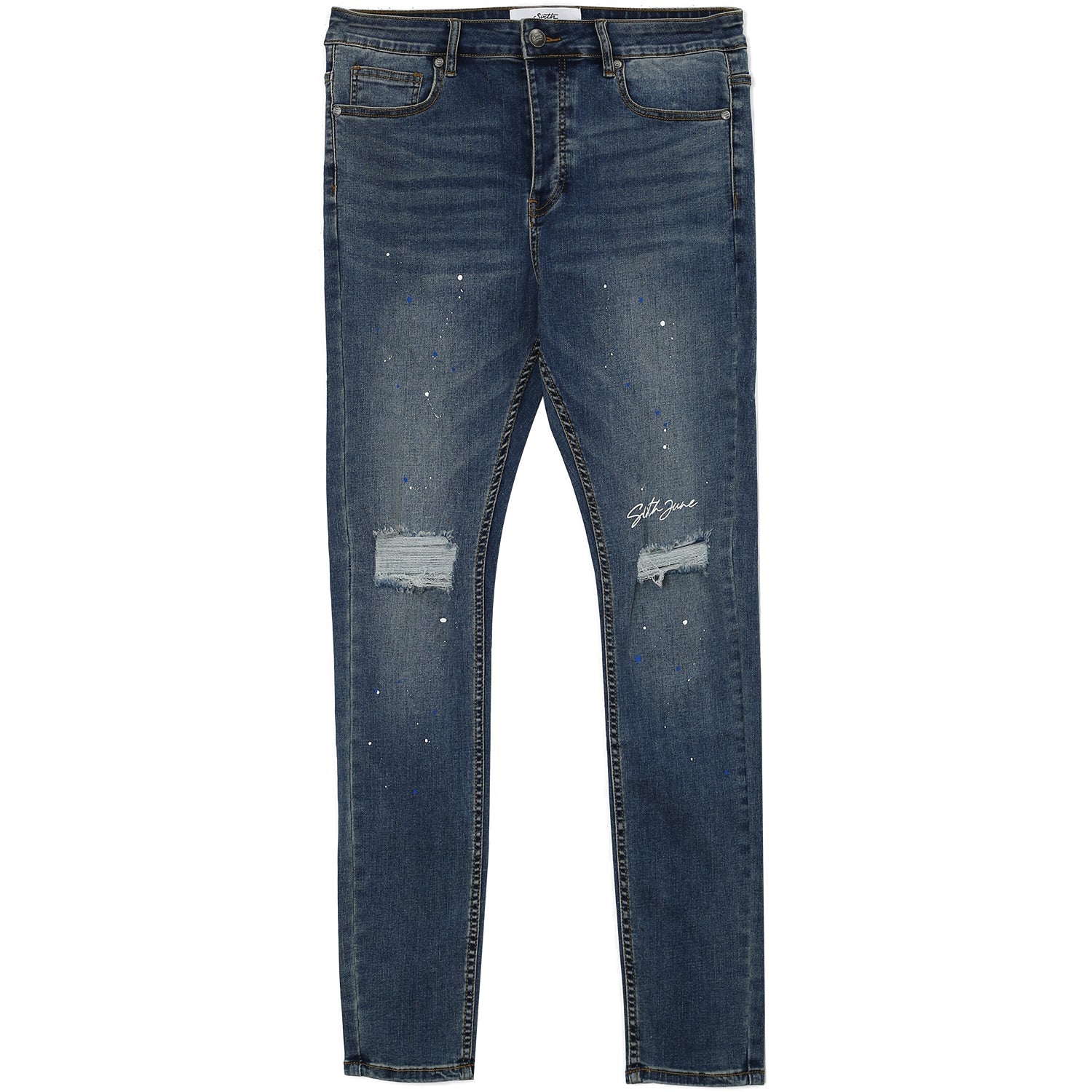 Sixth June - Jean déchirures encre Bleu foncé