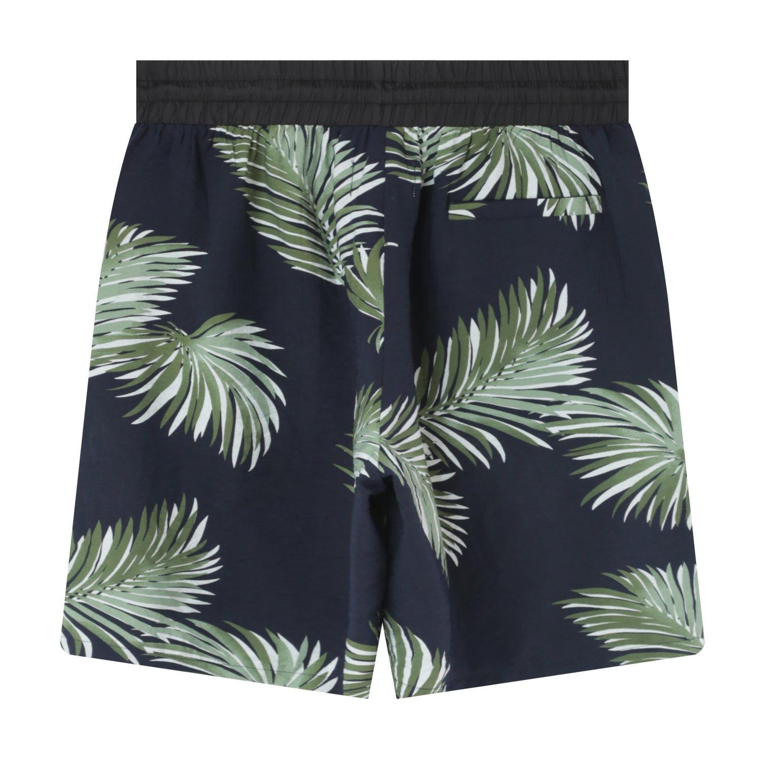 Fließende Shorts mit tropischem Muster Dunkelblau