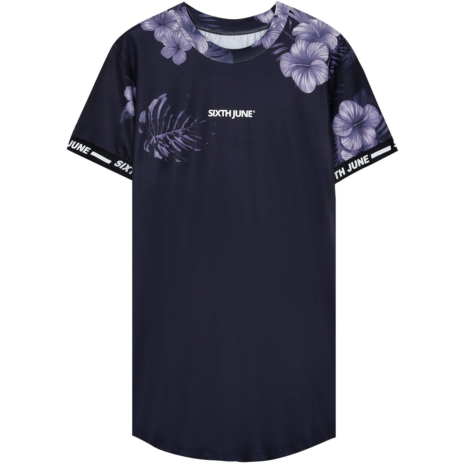 Sixth June - T-shirt flowers bandes stretch Noir