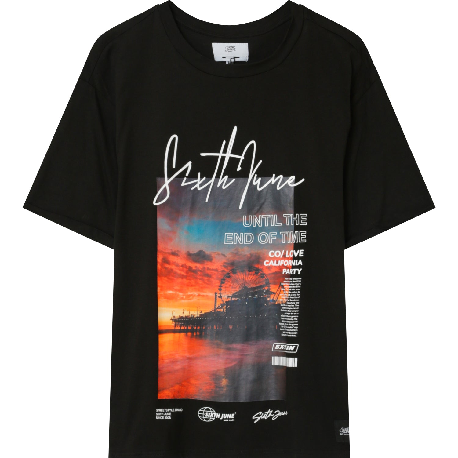 Sixth June - T-shirt california sunset Noir