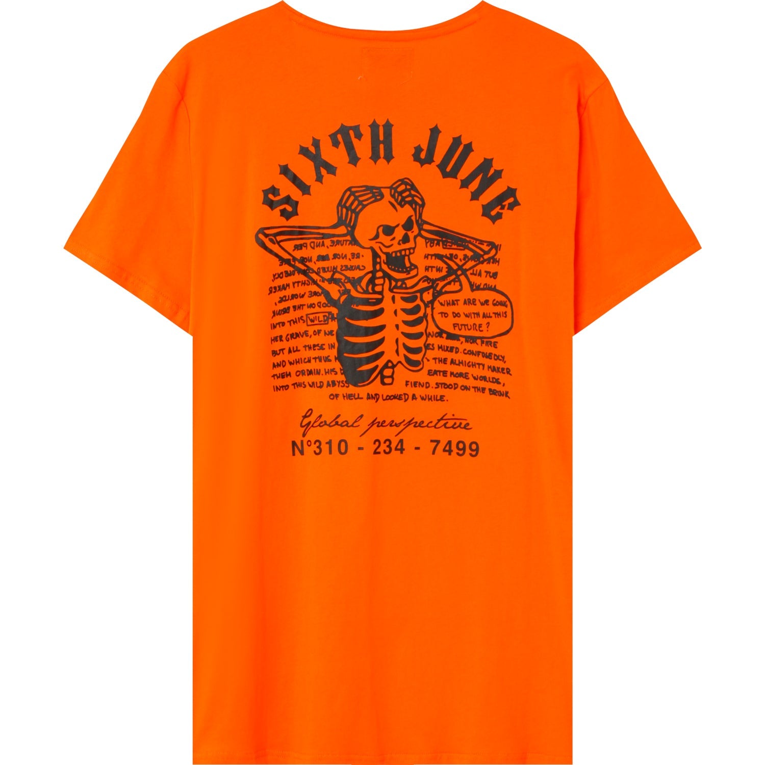 Sixth June - T-shirt squelette gothique Orange