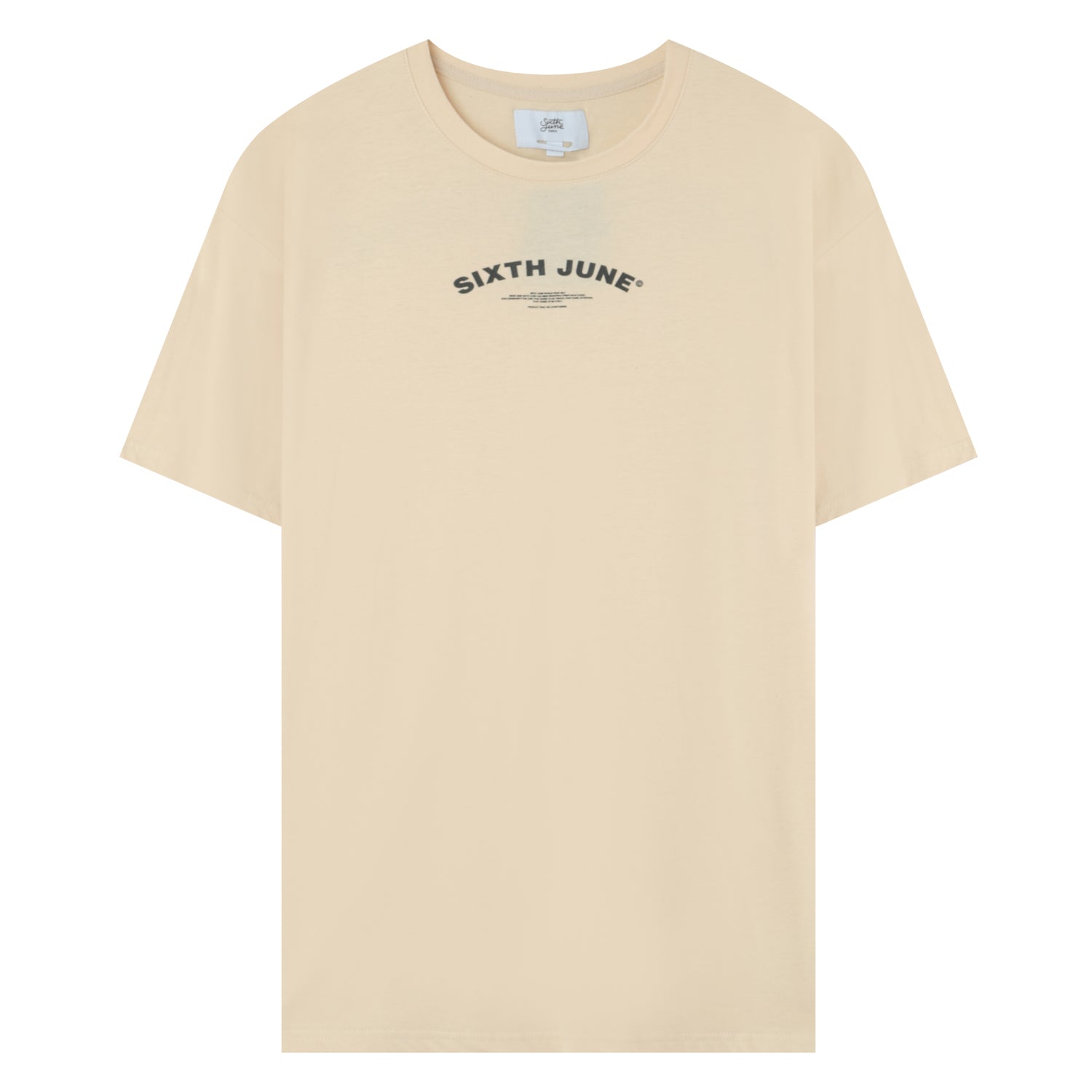 Sixth June - T-shirt logo incurvé avant arrière Beige