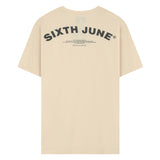 Sixth June - T-shirt logo incurvé avant arrière Beige