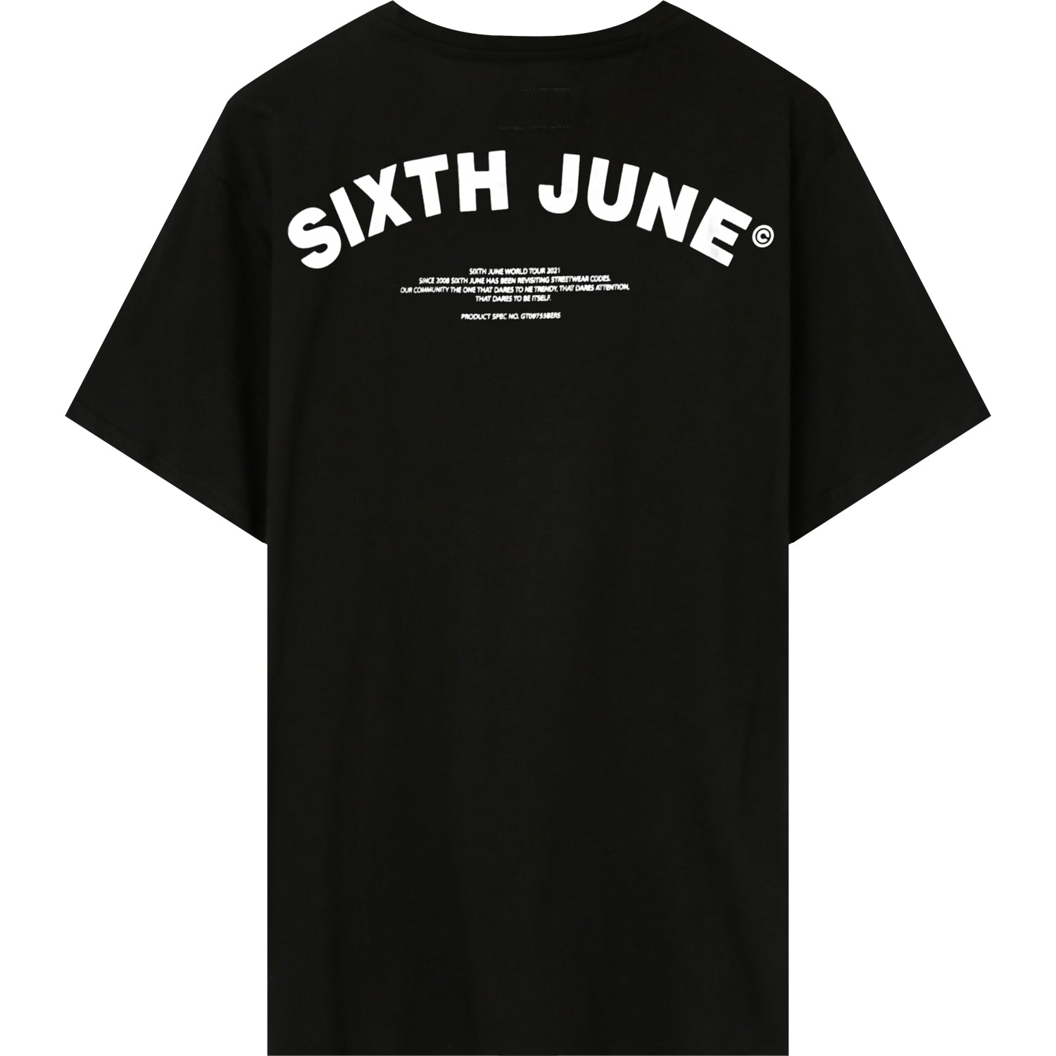 Sixth June - T-shirt logo incurvé avant arrière Noir