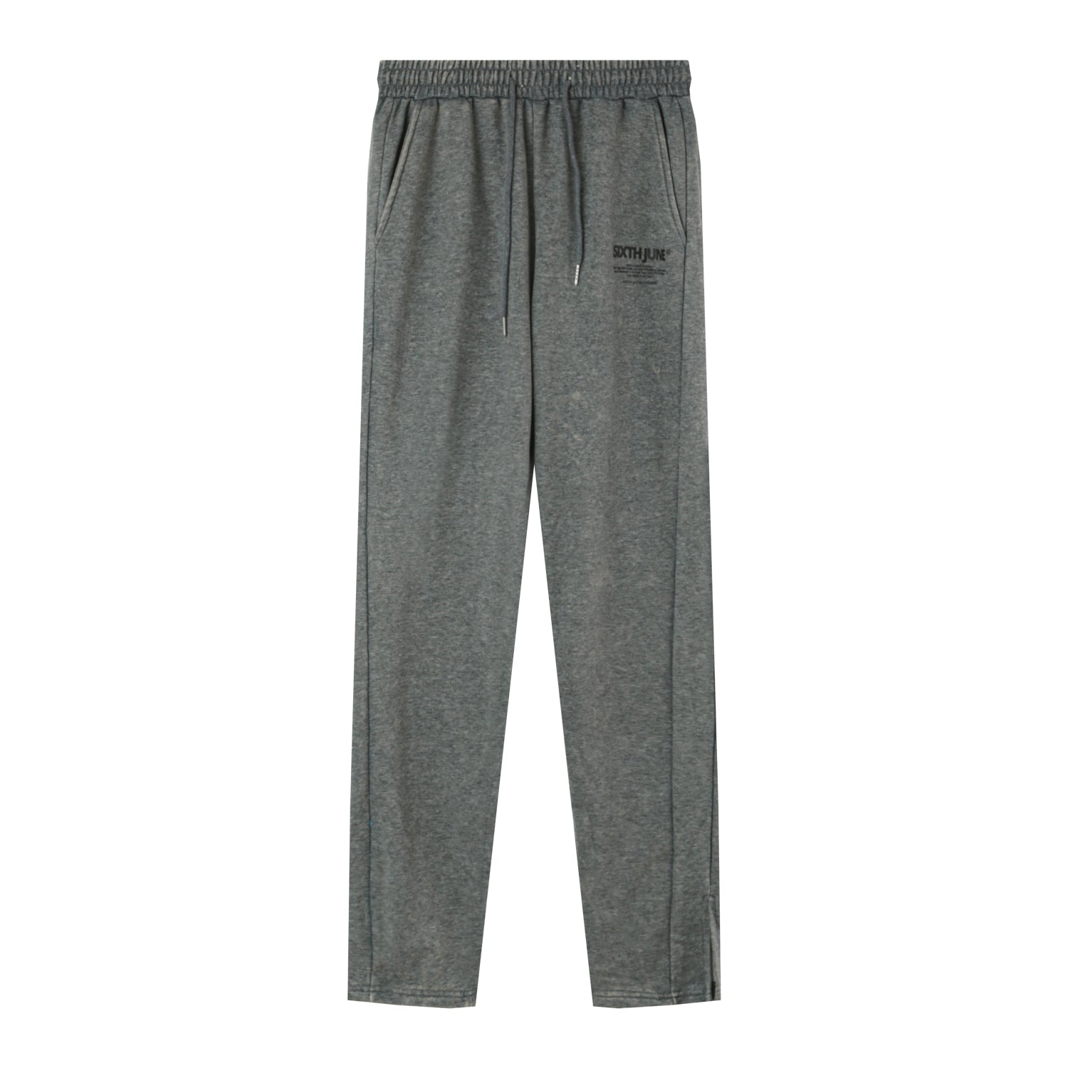 Sixth June - Jogging droit délavé logo Gris foncé