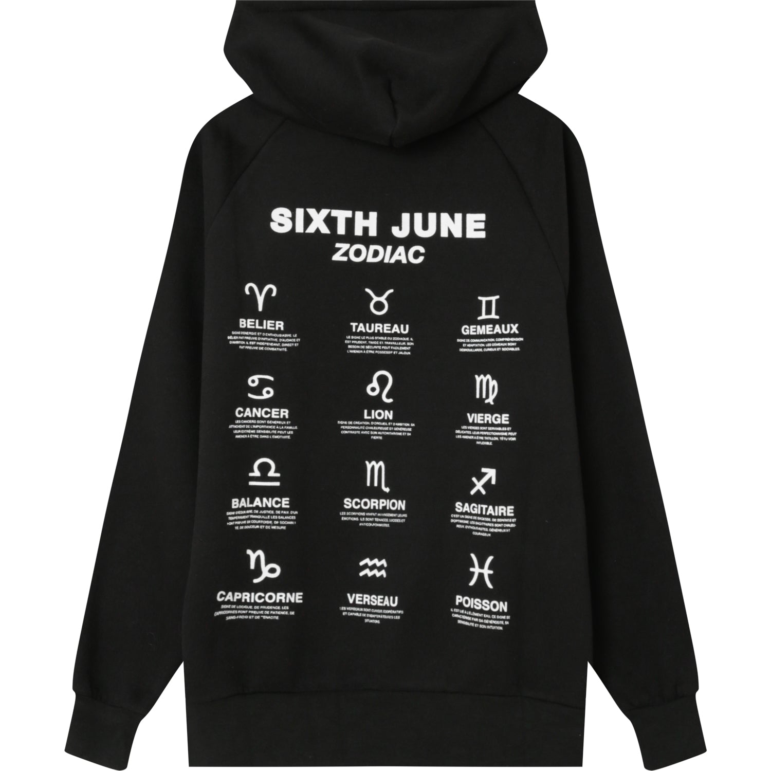 Sixth June - Sweat capuche signes zodiaque Noir