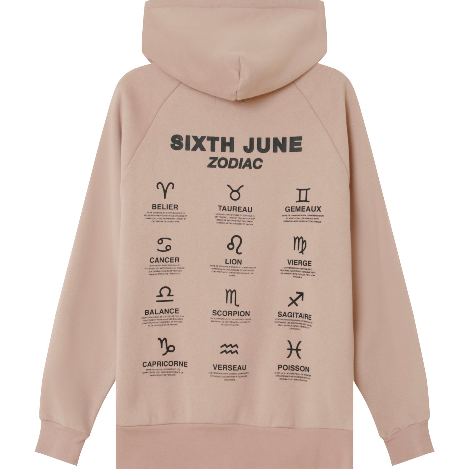 Sixth June - Sweat capuche signes zodiaque Rose clair