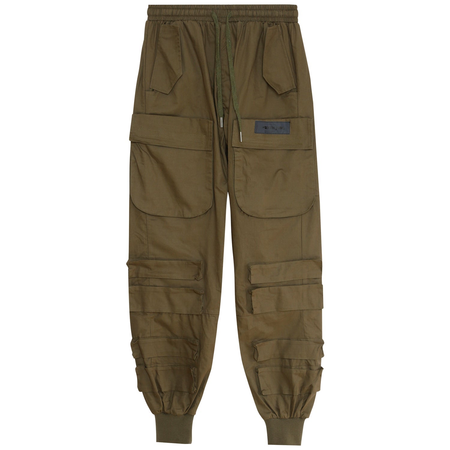 Taktische Cargohose mit weitem Bein, Khakigrün