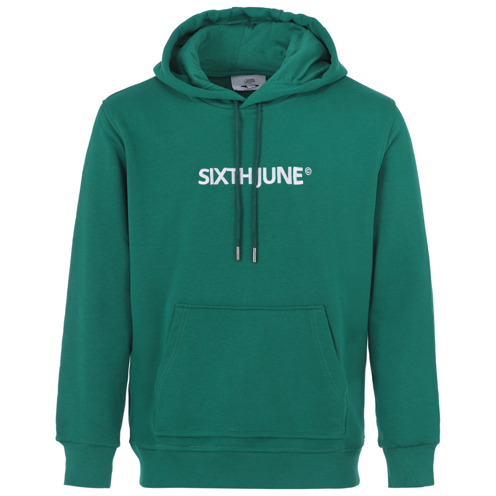 Soft embroidered logo hoodie Dark green