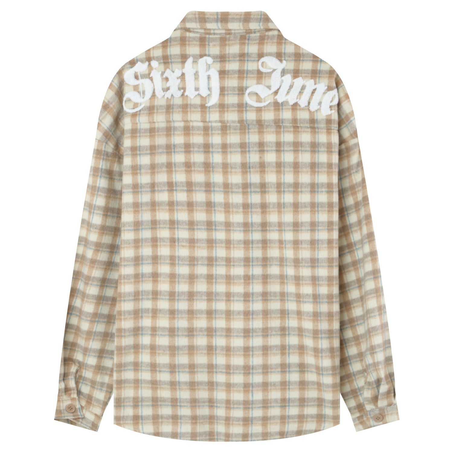 Sixth June - Chemise tartan patch bouclette Beige