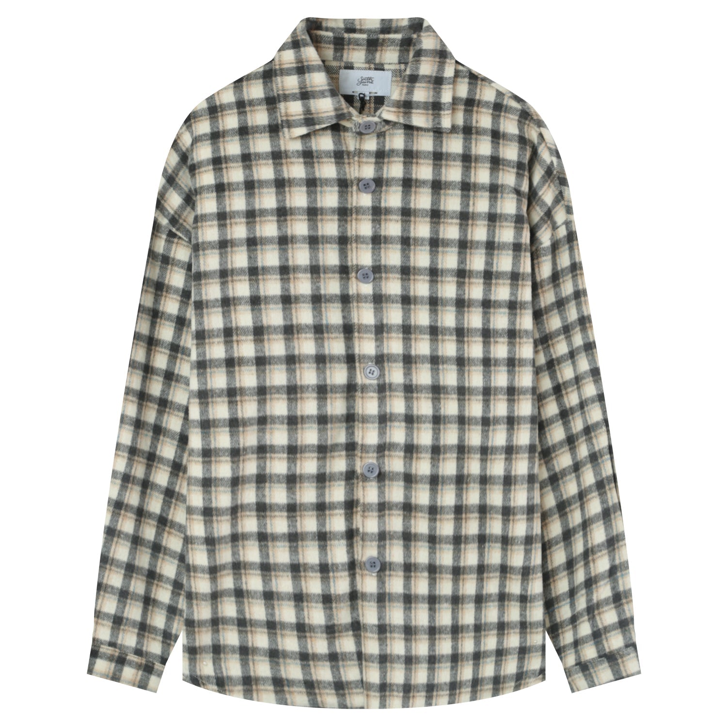 Sixth June - Chemise tartan patch bouclette Gris