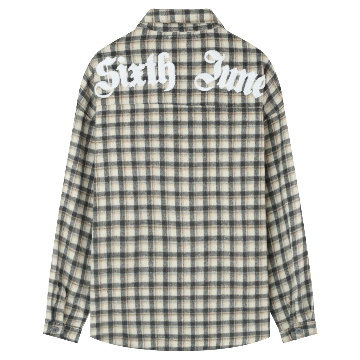 Sixth June - Chemise tartan patch bouclette Gris