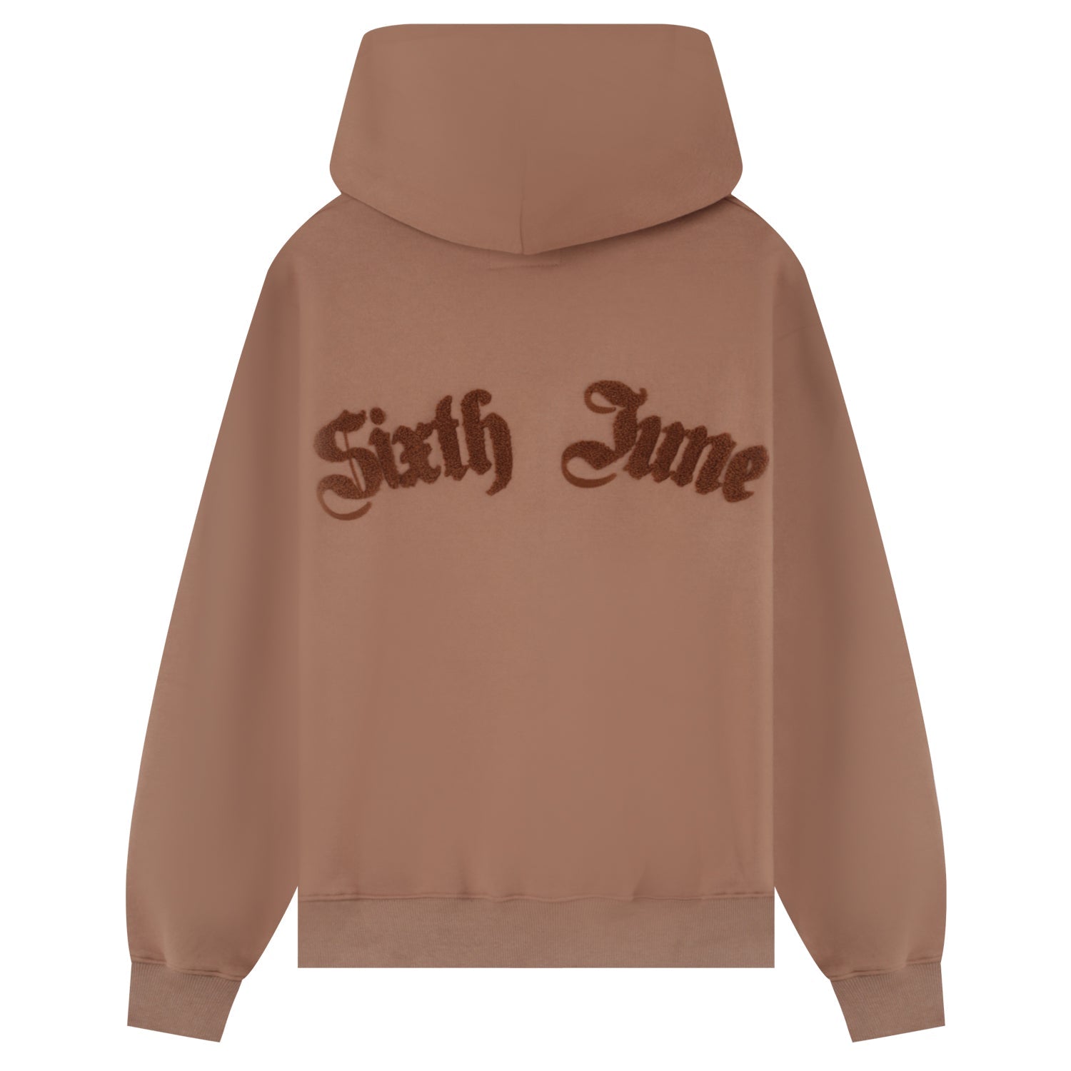 Sixth June - Sweatshirt capuche logo bouclette Marron